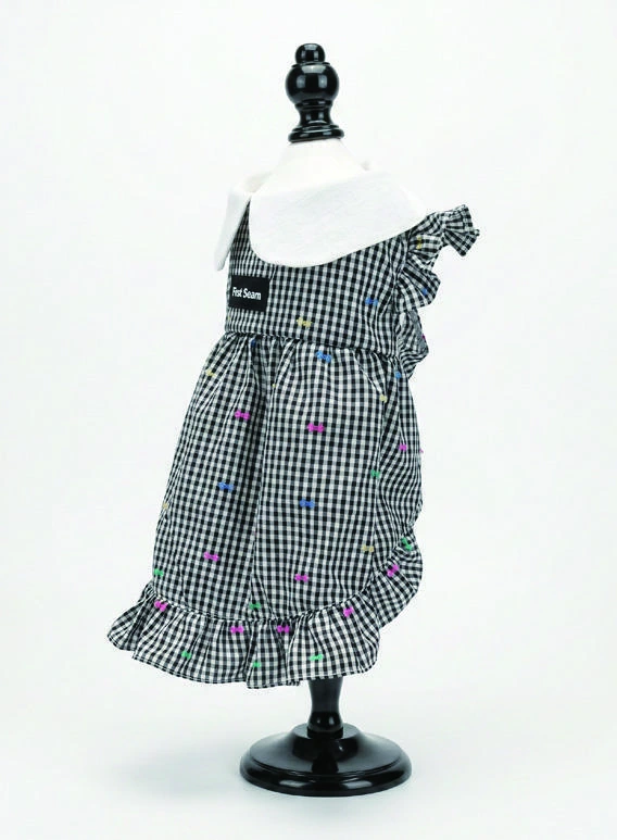 Black & White Gingham Collar Dress, side silhouette