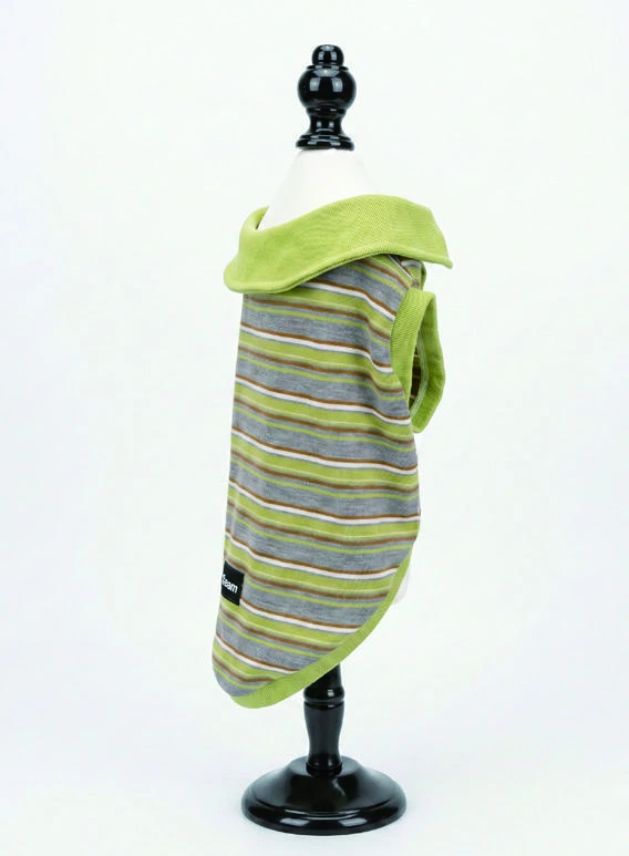 Lime Striped Collar Top, side silhouette
