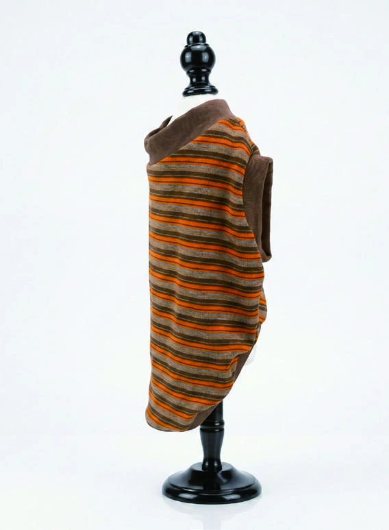 Orange & Brown Striped Top, side silhouette