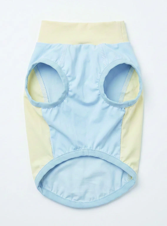 Sky Blue & Yellow Sport Top, underside and openings