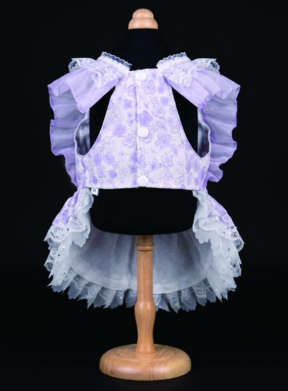 Blue & Peach Bow Dress, underside and openings