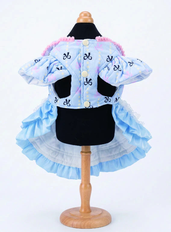 Blue & Lilac Cape Bow Dress, underside construction view