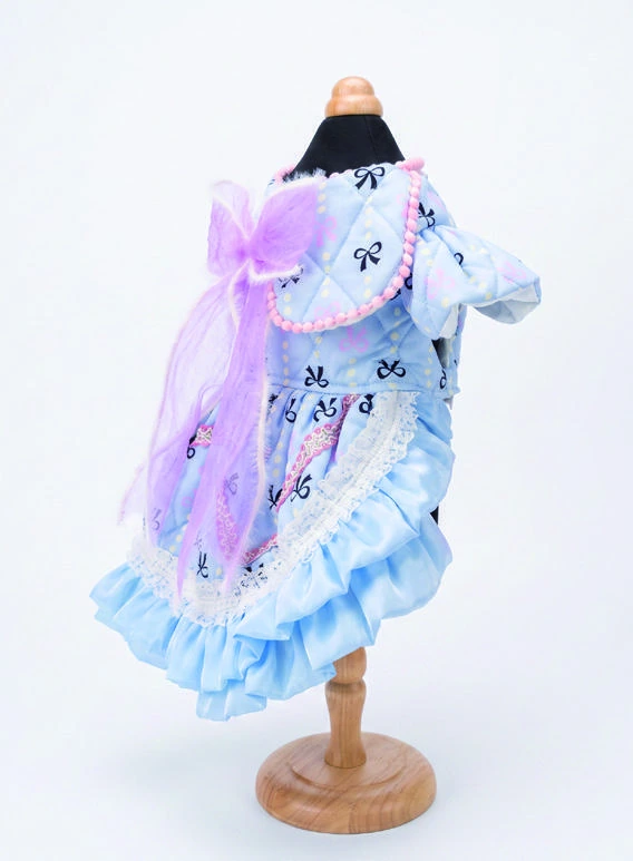 Blue & Lilac Cape Bow Dress, side view
