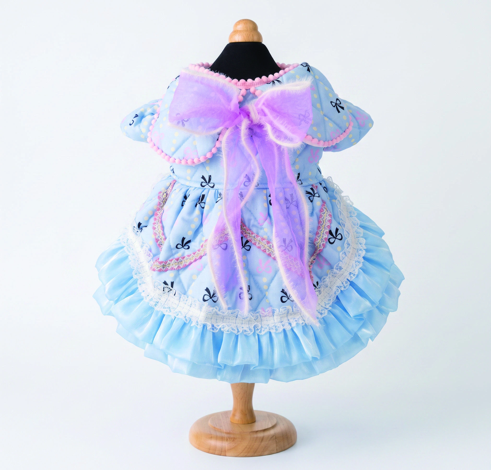 Blue & Lilac Cape Bow Dress, overall design view