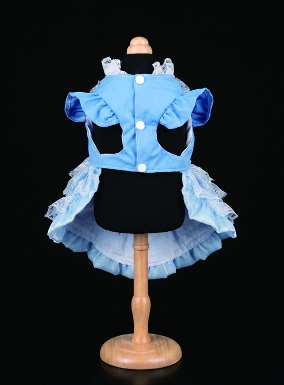 Blue & White Lace Bow Dress, underside construction view