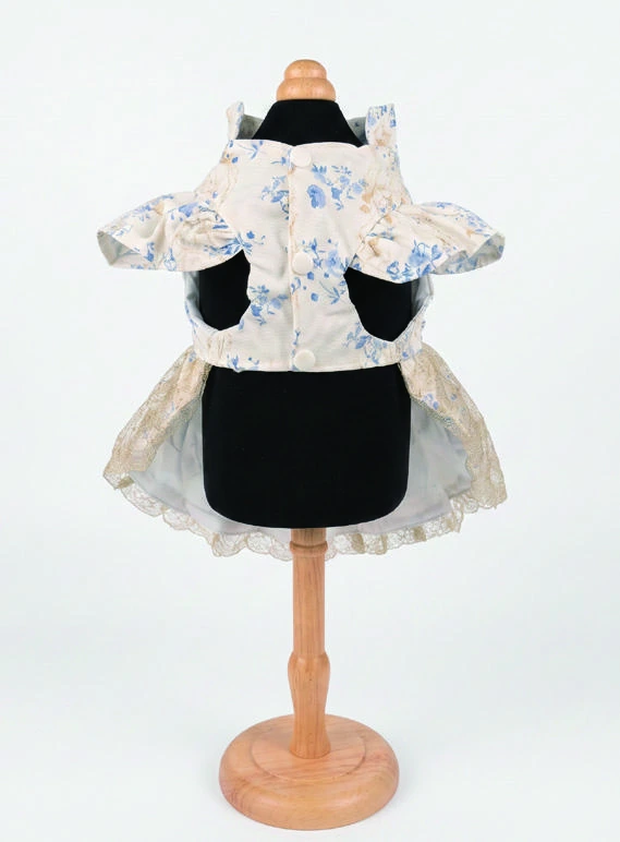 Ivory Floral & Navy Bow Dress, underside and openings
