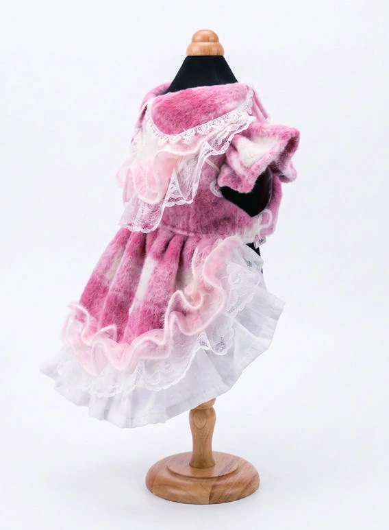 Pink & White Cape Collar Dress, side silhouette