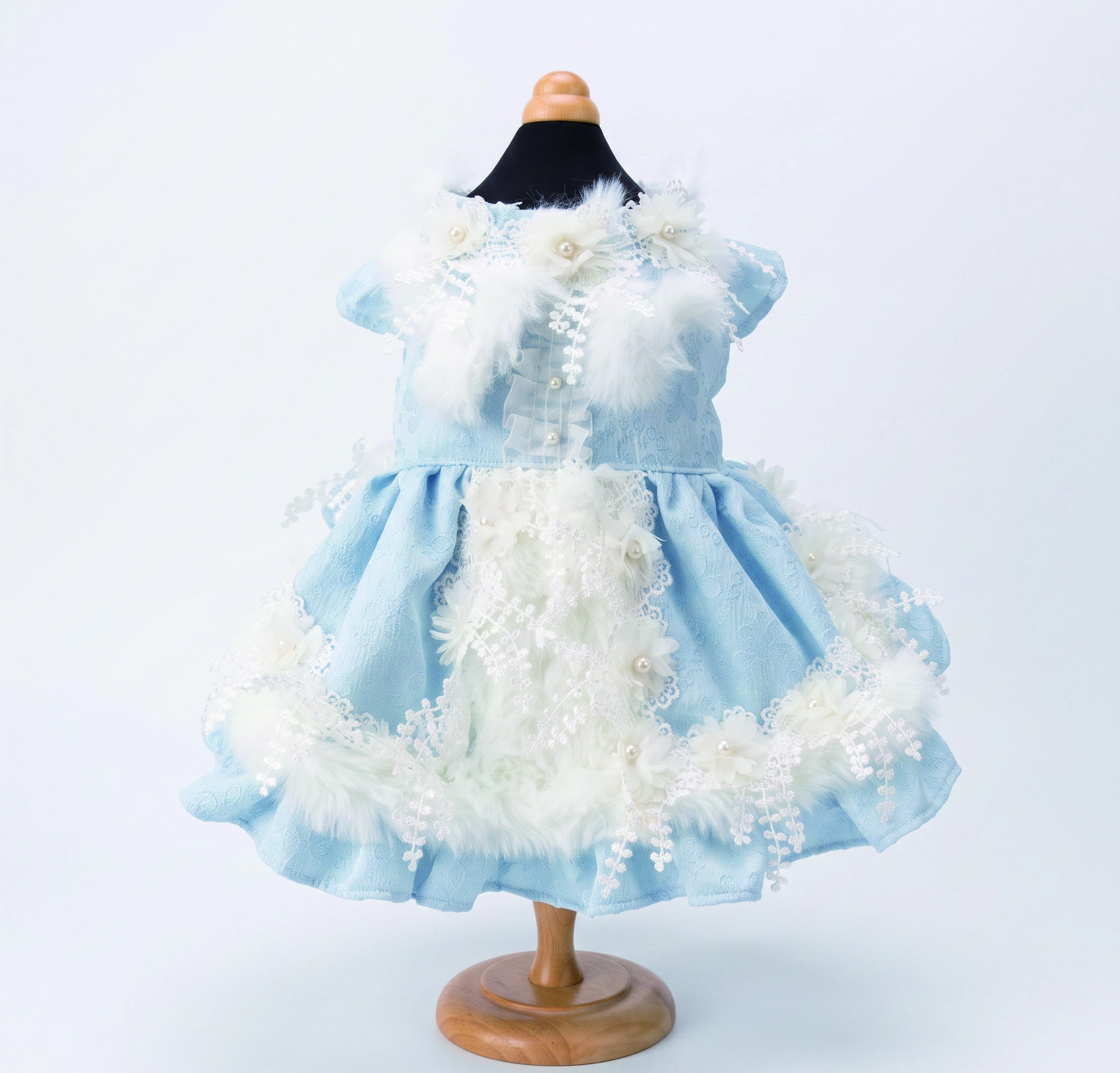 Ice Blue & White Trim Dress, overall design view