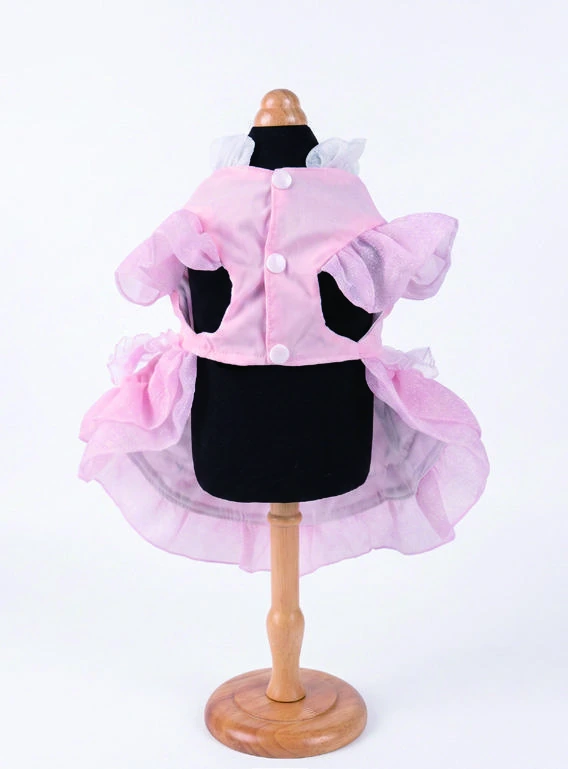 Pink Sheer Collar Bow Dress, underside and openings