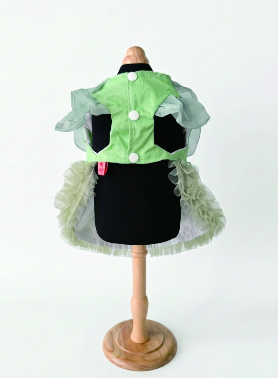 Sage & White Statement Bow Dress, underside and openings