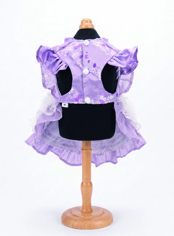Lilac Lace Bib Dress, underside construction view