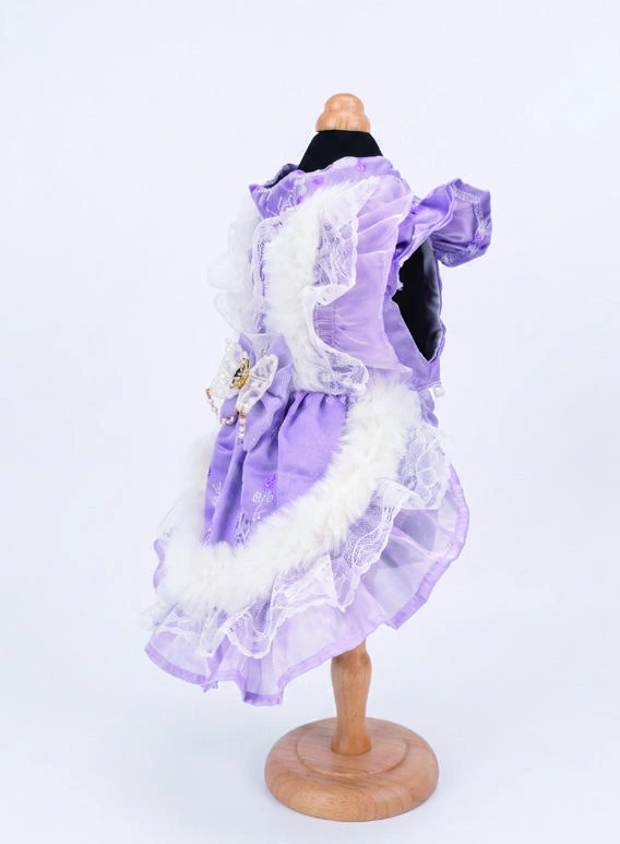 Lilac Lace Bib Dress, side view