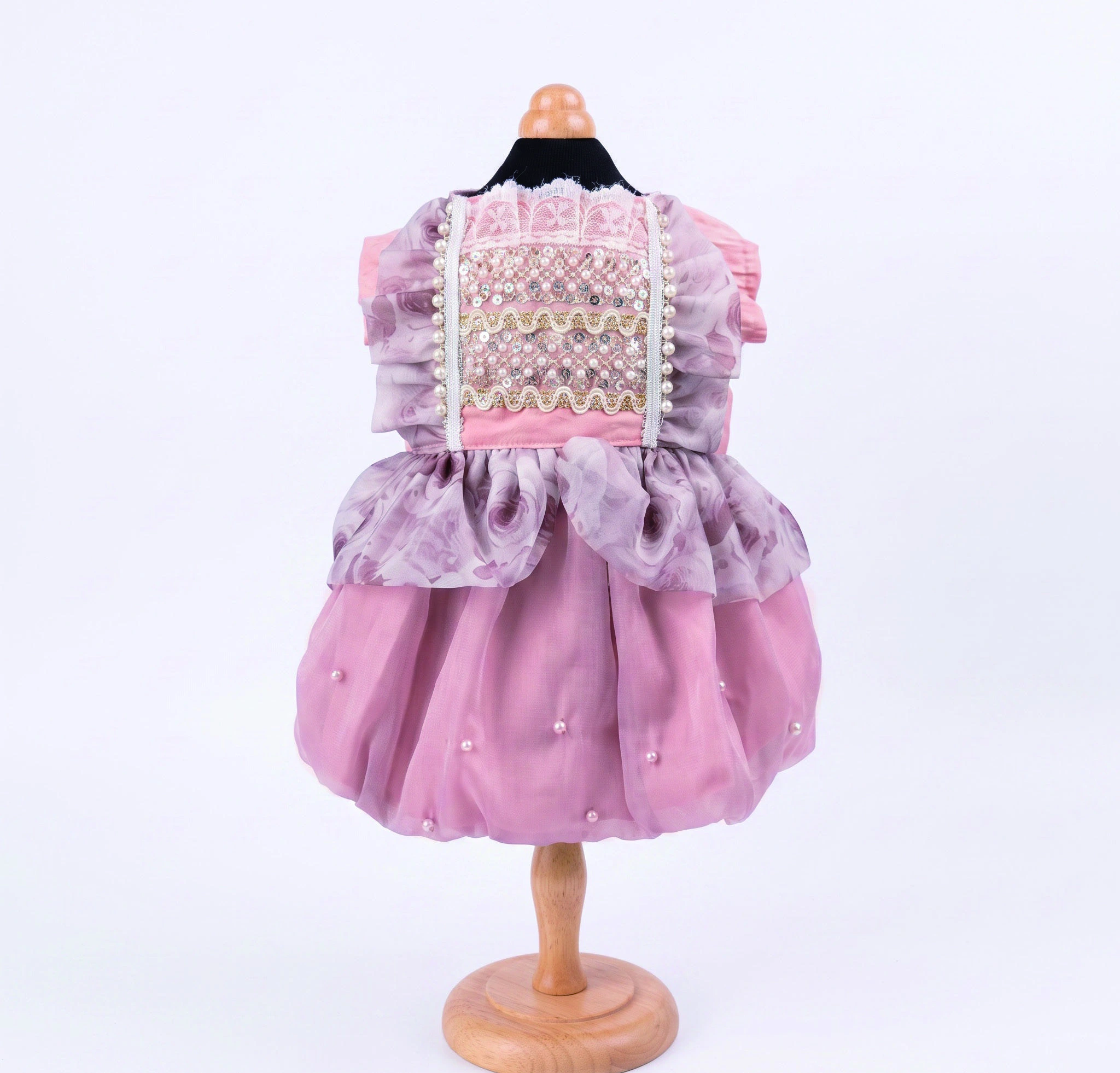 Dusty Pink Lace Bib Dress, overall design view