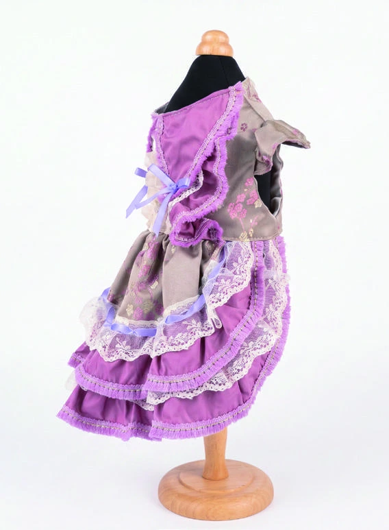 Plum Tiered Lace Dress, side view