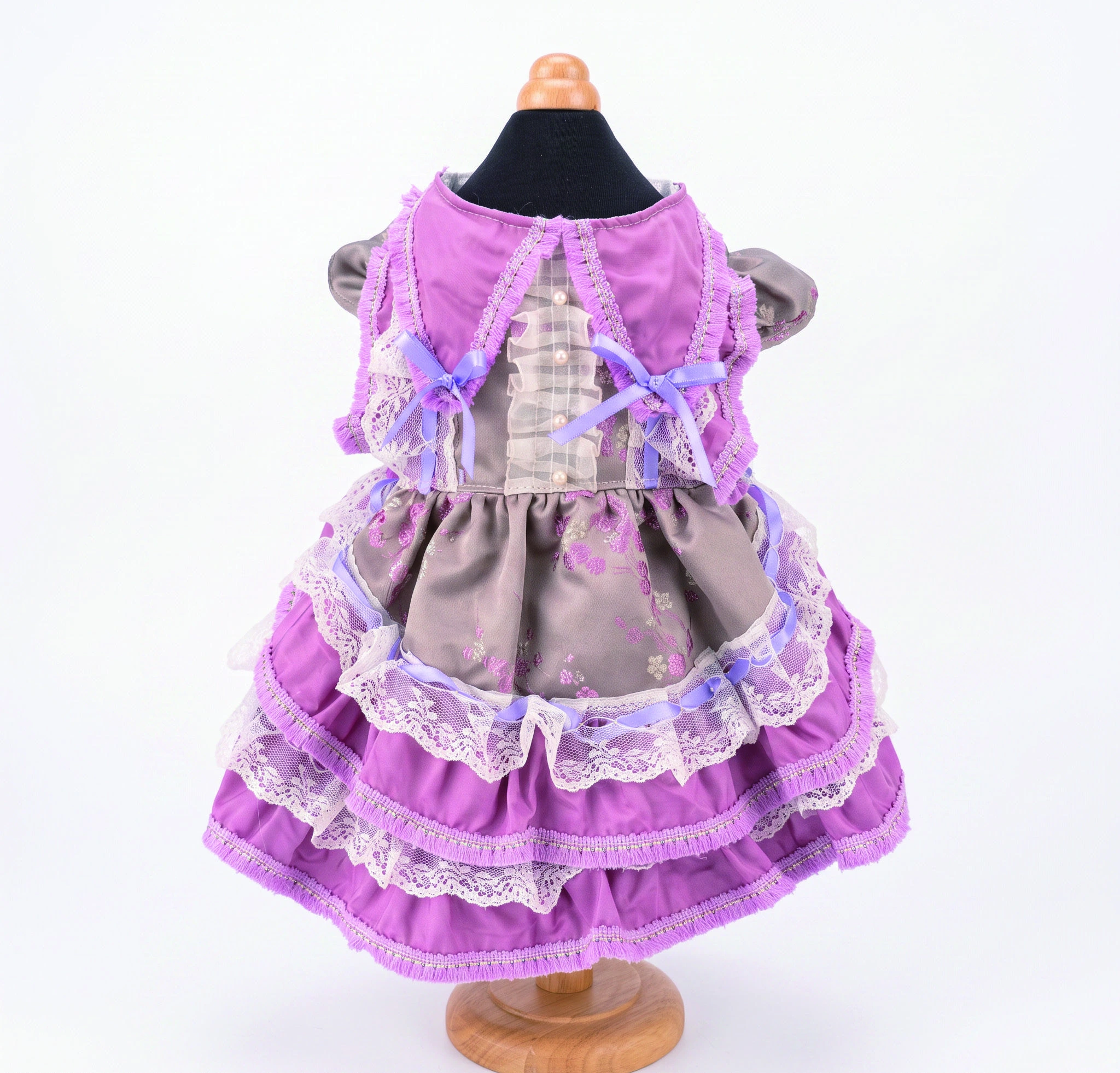 Plum Tiered Lace Dress, overall design view