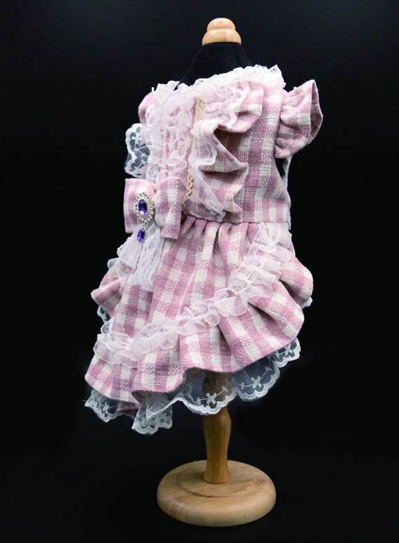 Pink Gingham Frill Dress, side view