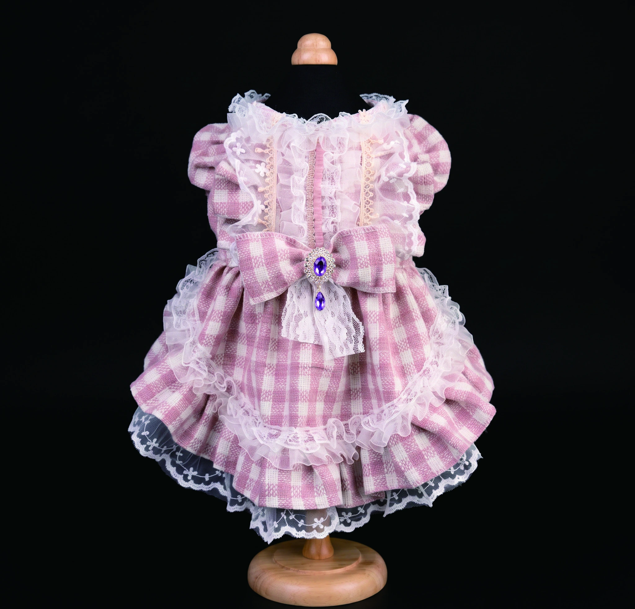 Pink Gingham Frill Dress, overall design view