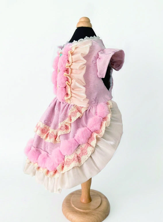 Rose & Cream Tiered Frill Dress, side silhouette