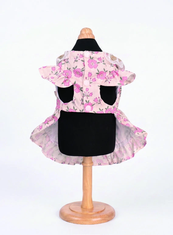 Pink Floral Ruffle Bow Dress, underside and openings