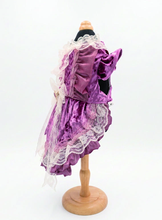 Plum Lace Bow Dress, side silhouette