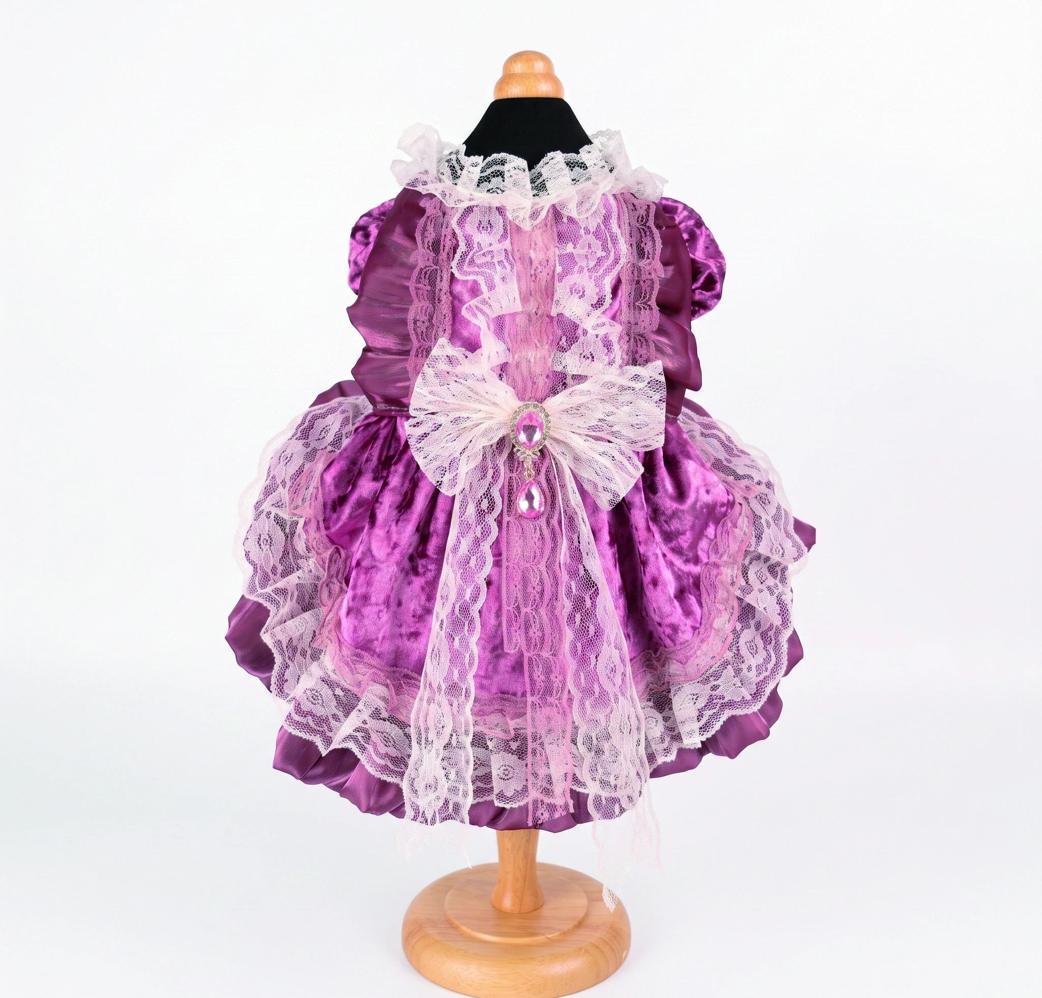 Plum Lace Bow Dress, overall design view