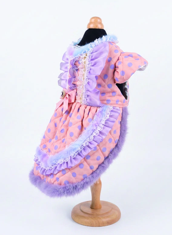 Peach & Lilac Panel Dress, side silhouette