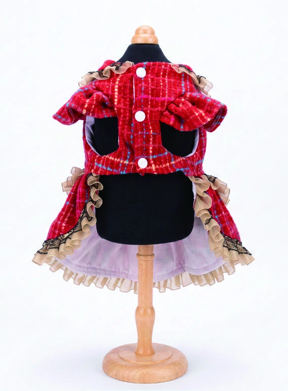 Red Tartan Cord Dress, underside and openings
