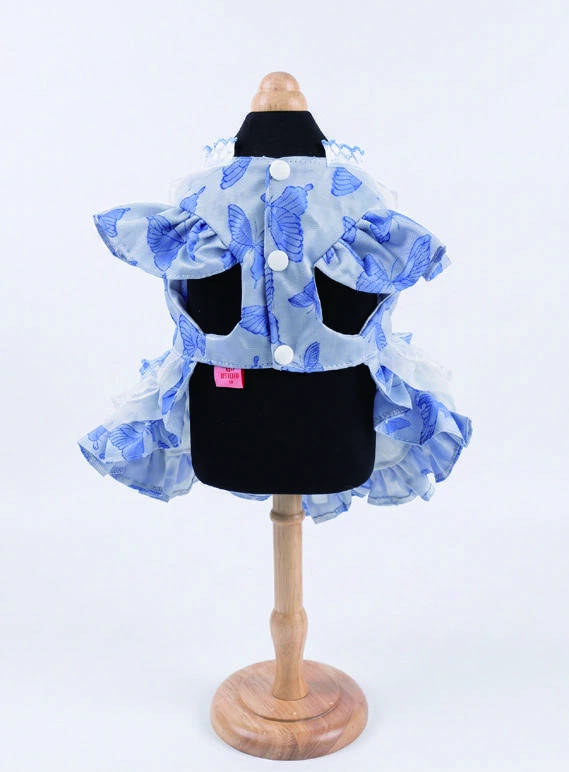 Periwinkle Lace Bib Bow Dress, underside and openings