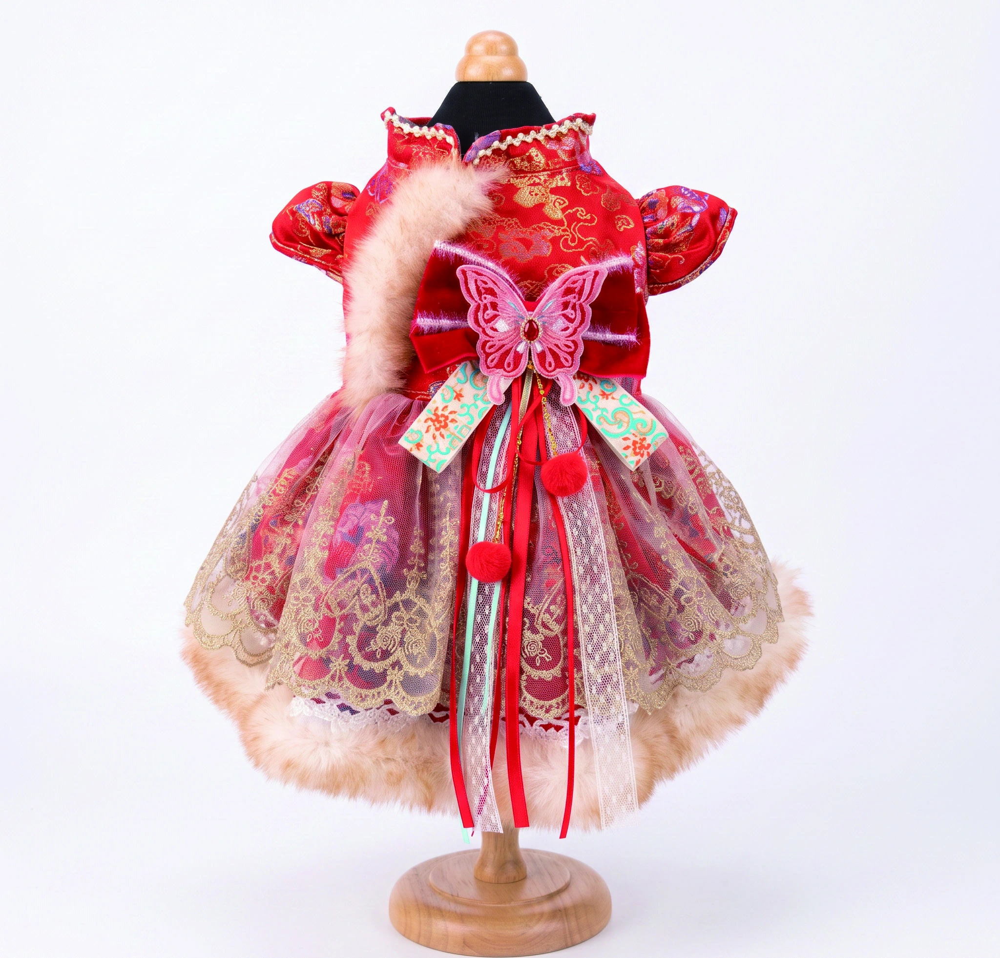 Red & Gold Oriental Dress, overall design view
