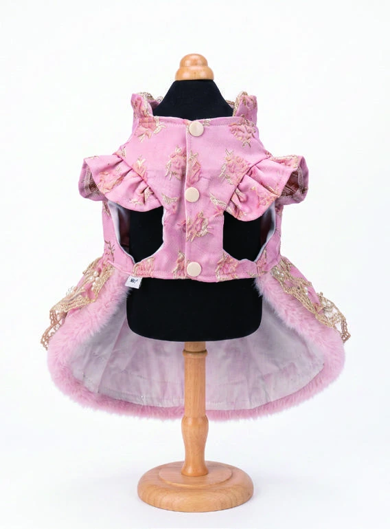 Pink Floral Oriental Dress, underside construction view