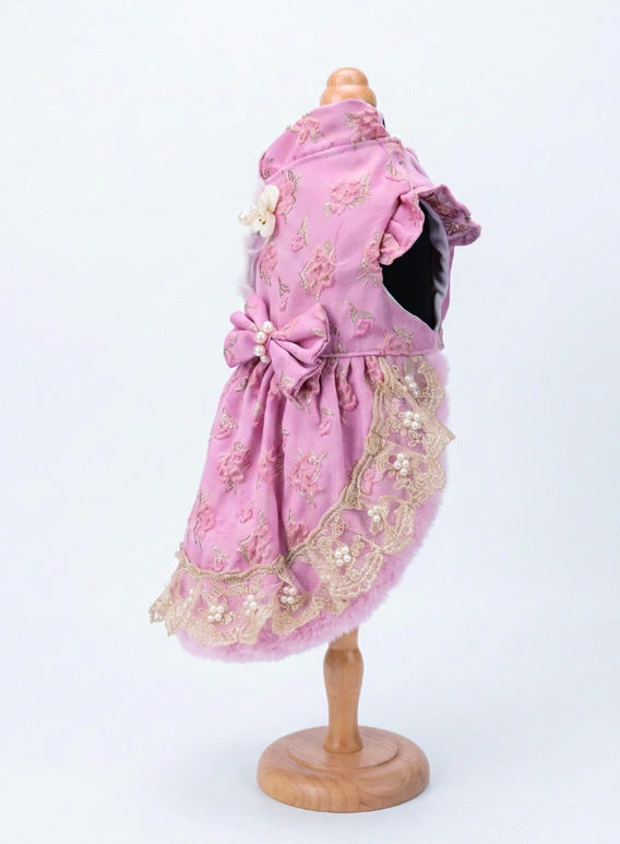 Pink Floral Oriental Dress, side view