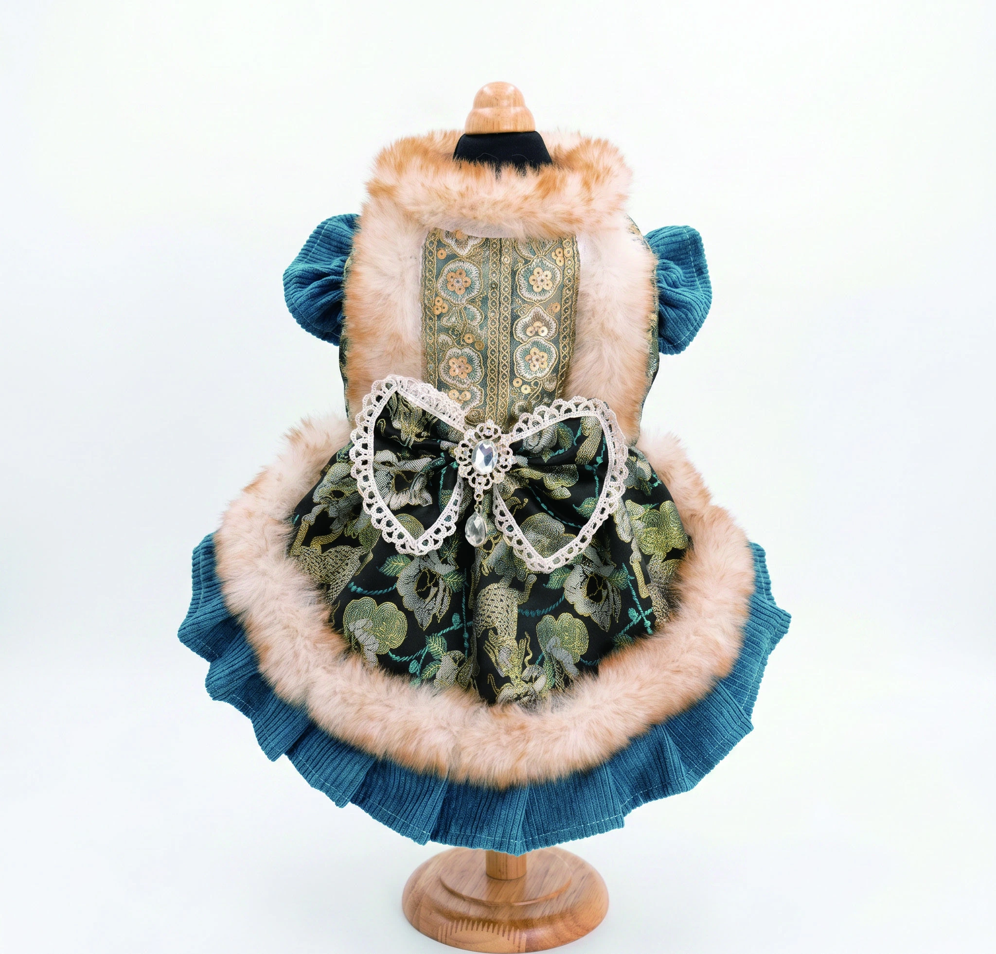Teal Oriental Dress, overall design view