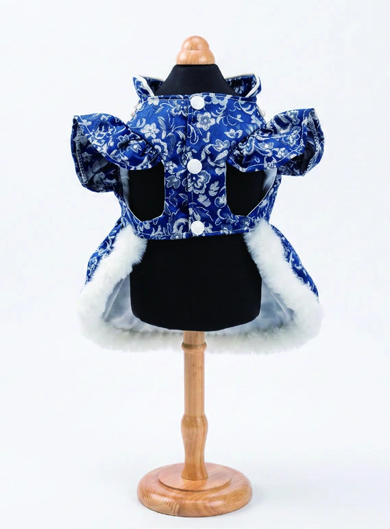 Navy & White Oriental Dress, underside and openings