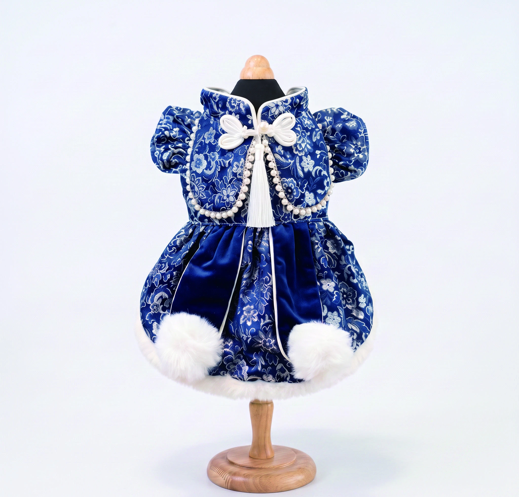 Navy & White Oriental Dress, overall design view