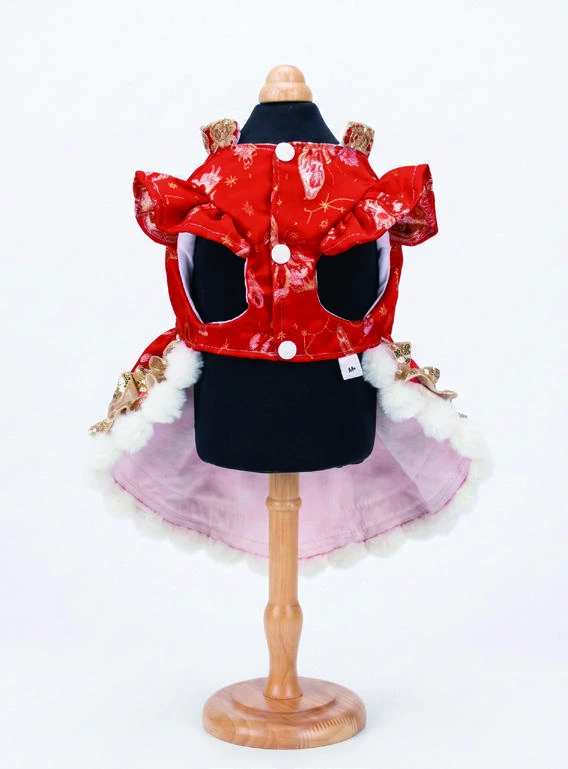 Red Tassel Ornament Dress, underside construction view