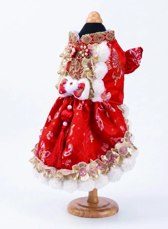 Red Tassel Ornament Dress, side view