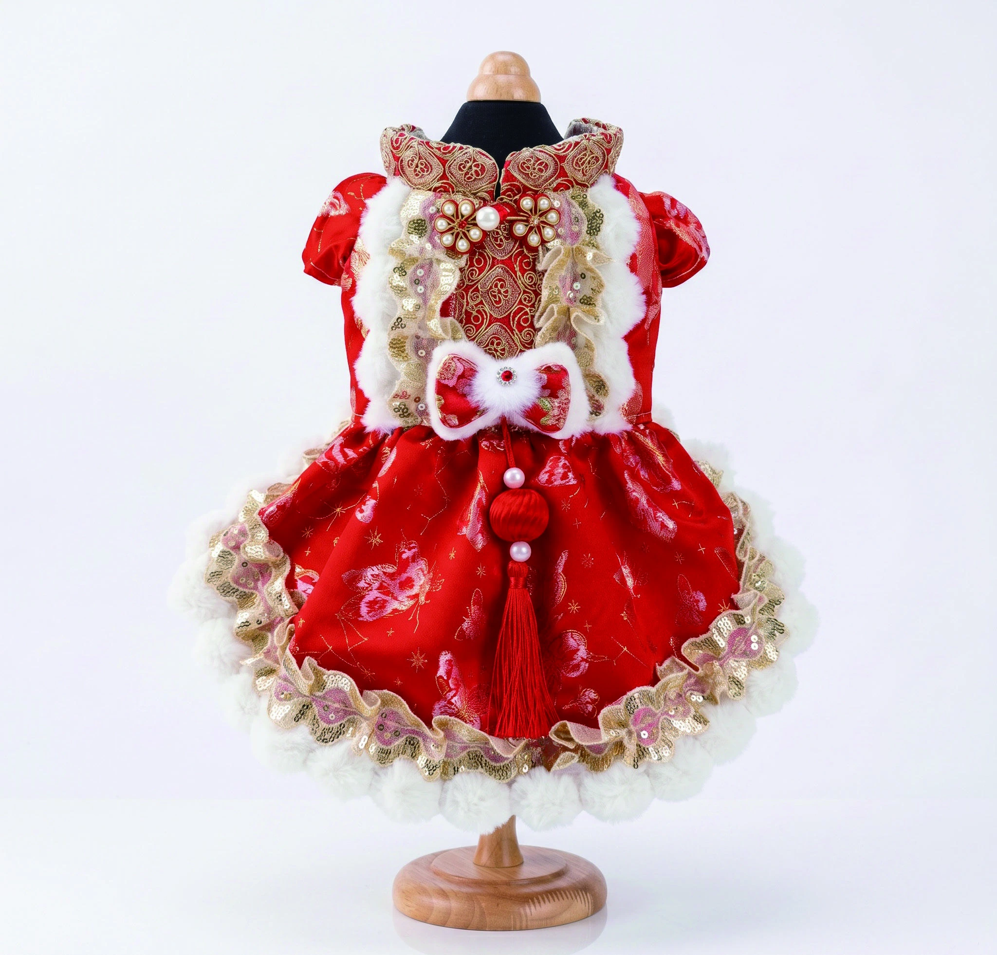 Red Tassel Ornament Dress, overall design view