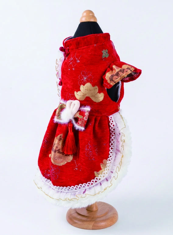 Red Cloud Motif Dress, side silhouette