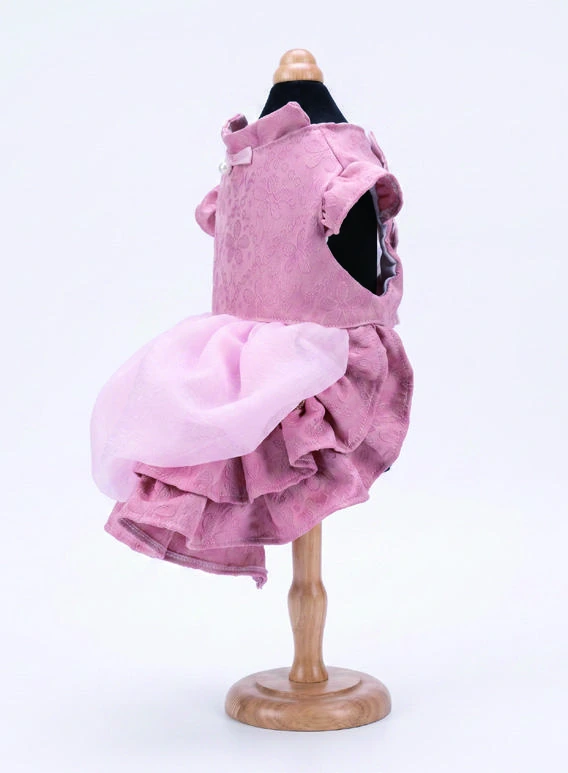 Pink Cross Cord Dress, side silhouette