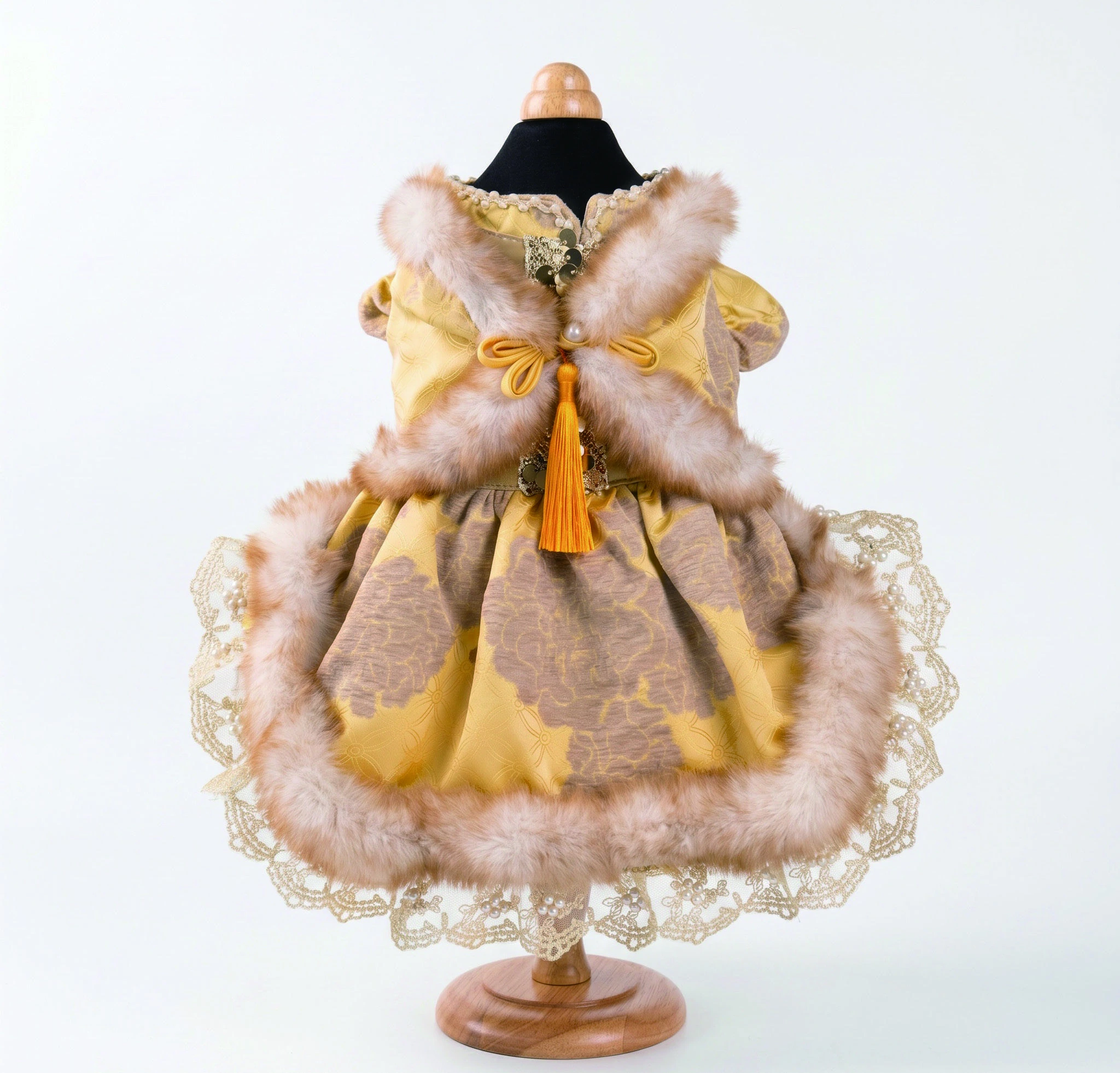 Gold & Taupe Trim Dress, overall design view