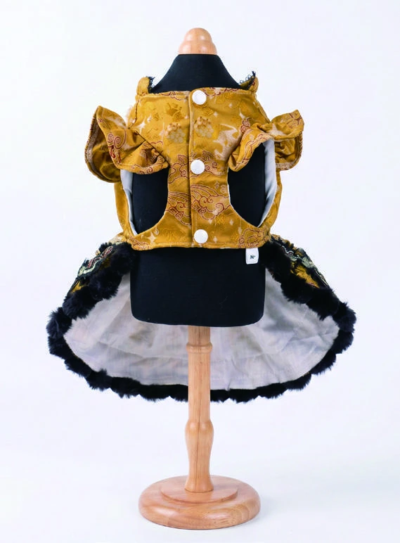 Ochre & Black Ornamental Dress, underside and openings